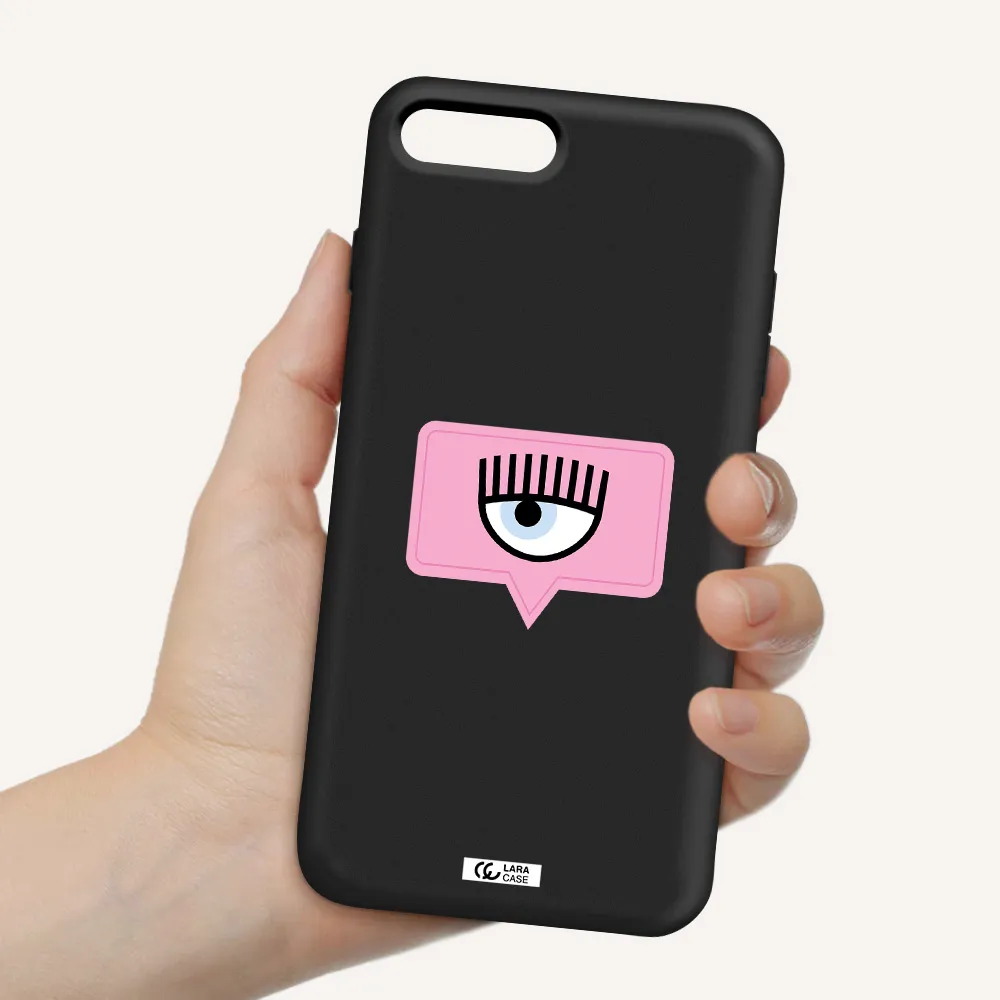 a pink chat bubble with eye and eyelashes Apple iPhone 7 plus Silicone black Case