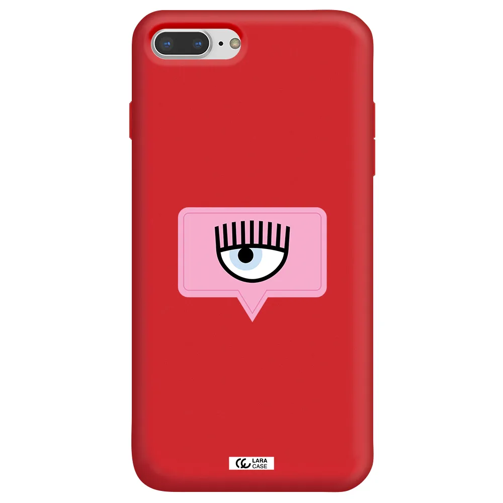 a pink chat bubble with eye and eyelashes Apple iPhone 7 plus Silicone Imperial Red Case
