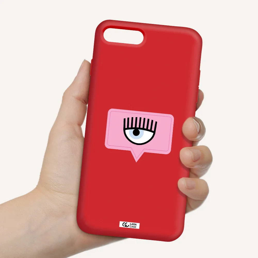 a pink chat bubble with eye and eyelashes Apple iPhone 7 plus Silicone Imperial Red Case
