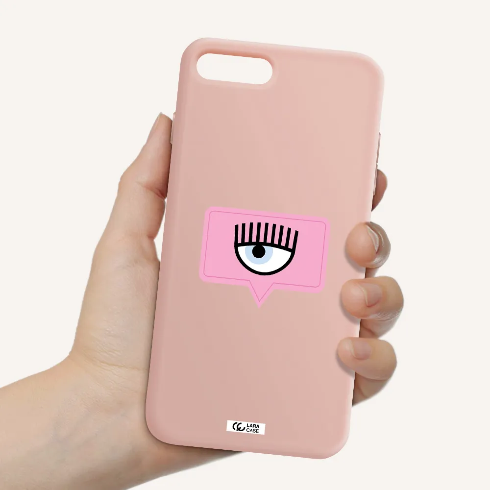 a pink chat bubble with eye and eyelashes Apple iPhone 7 plus Silicone pastel pink Case