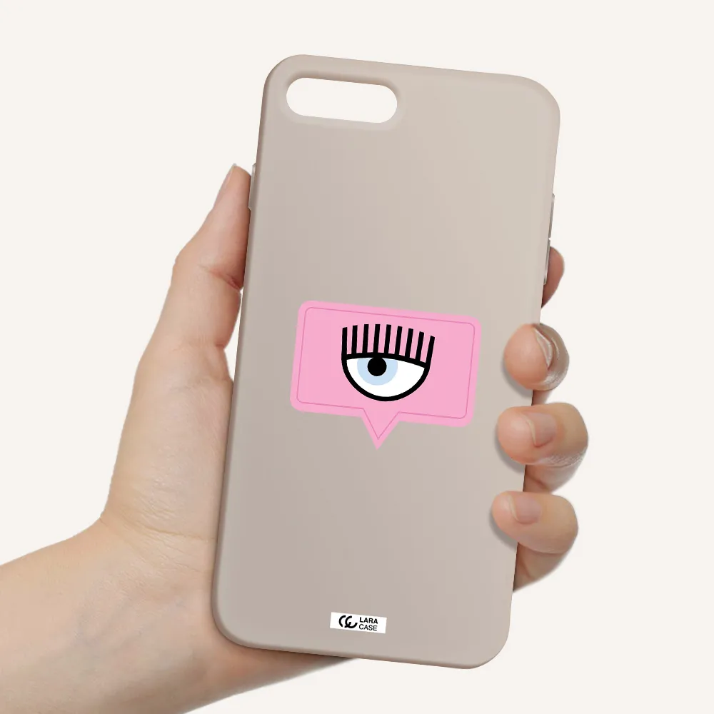 a pink chat bubble with eye and eyelashes Apple iPhone 7 plus Silicone Stone Case