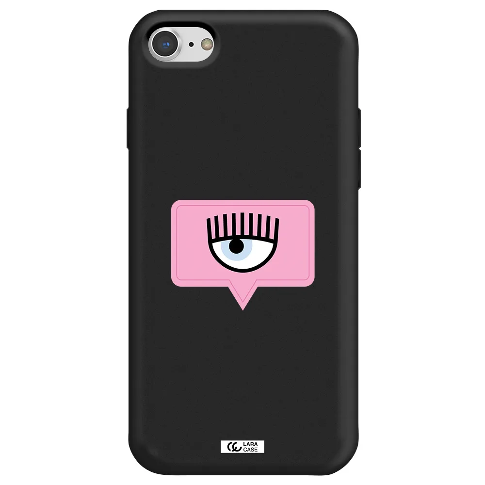 a pink chat bubble with eye and eyelashes Apple iPhone 7 Silicone black Case