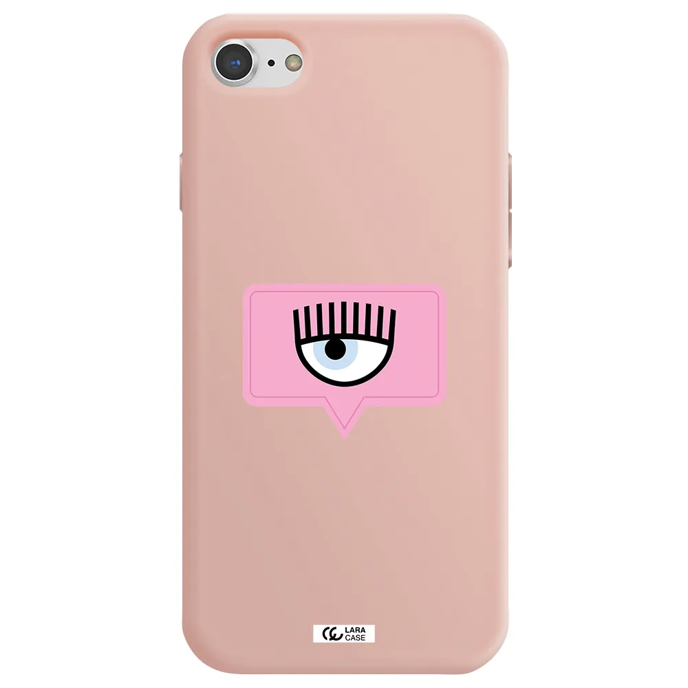 a pink chat bubble with eye and eyelashes Apple iPhone 7 Silicone pastel pink Case