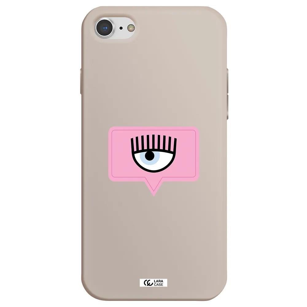 a pink chat bubble with eye and eyelashes Apple iPhone 7 Silicone Stone Case