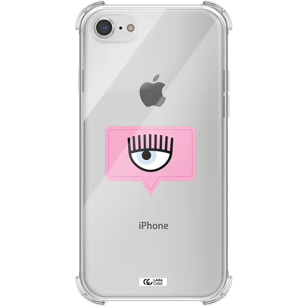 a pink chat bubble with eye and eyelashes Apple iPhone 8 Clear PC Case