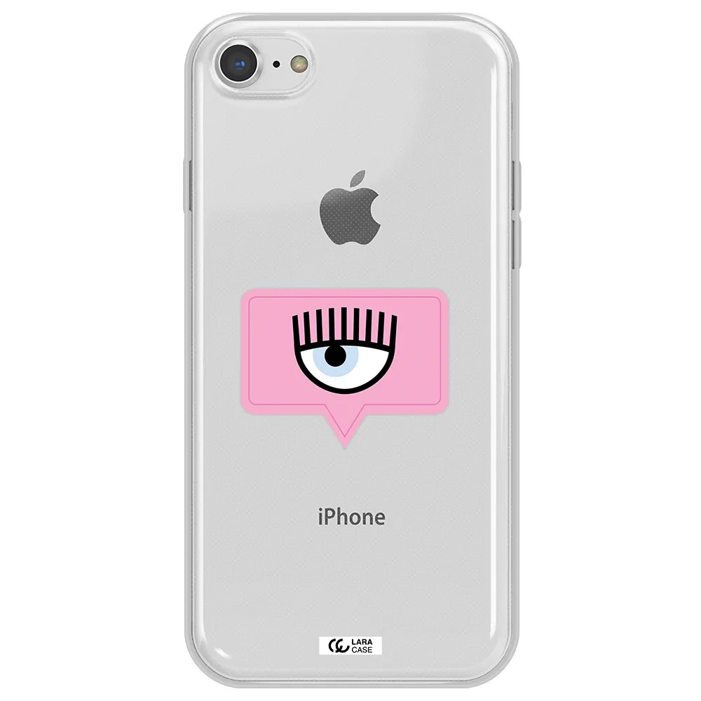 A Pink Chat Bubble With Eye And Eyelashes Apple Iphone 8 Clear Tpu Case