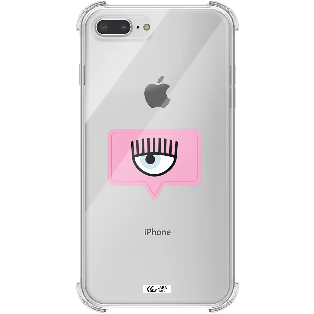 a pink chat bubble with eye and eyelashes Apple iPhone 8 plus Clear PC Case