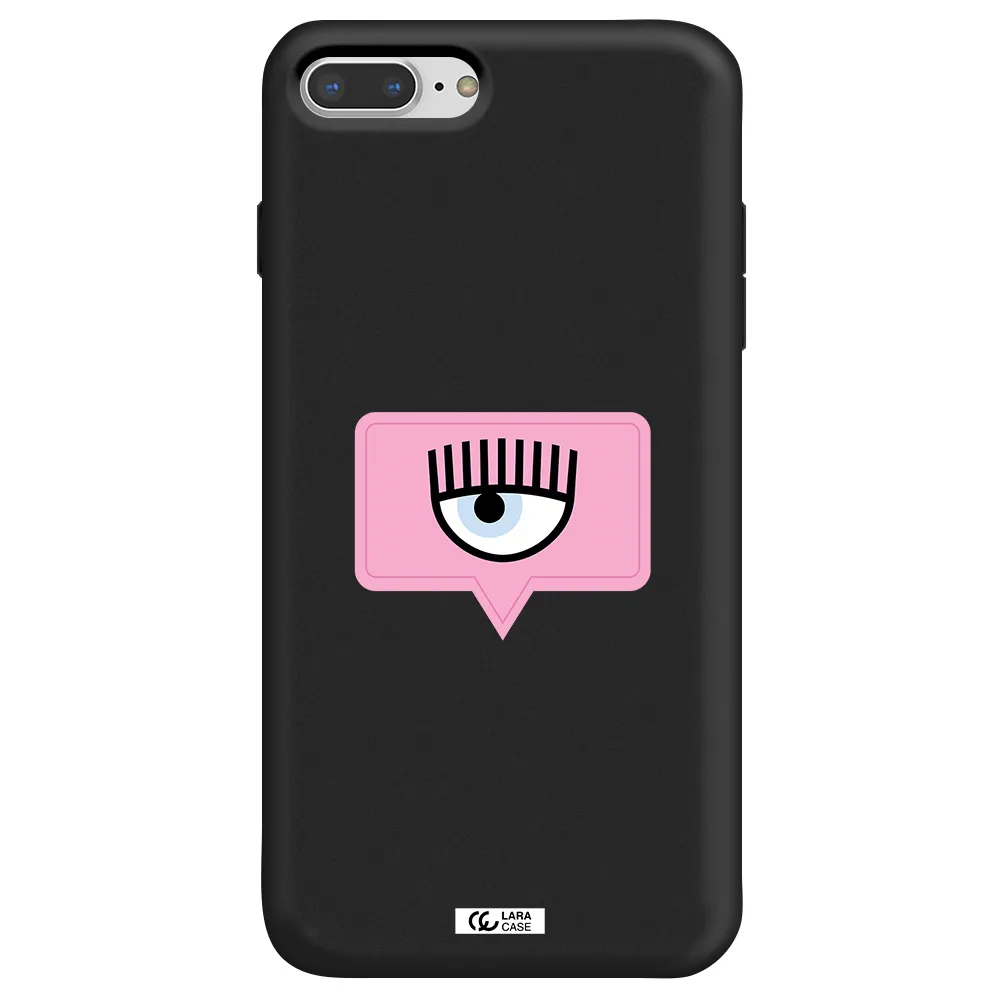a pink chat bubble with eye and eyelashes Apple iPhone 8 plus Silicone black Case