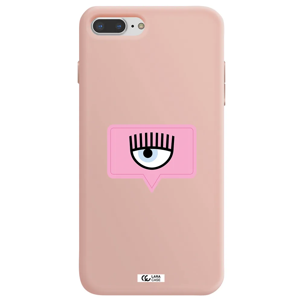 a pink chat bubble with eye and eyelashes Apple iPhone 8 plus Silicone pastel pink Case