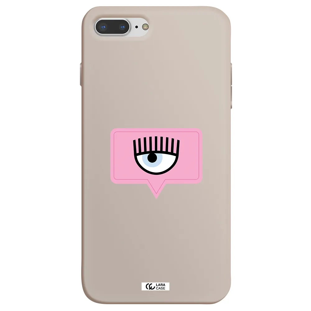 a pink chat bubble with eye and eyelashes Apple iPhone 8 plus Silicone Stone Case