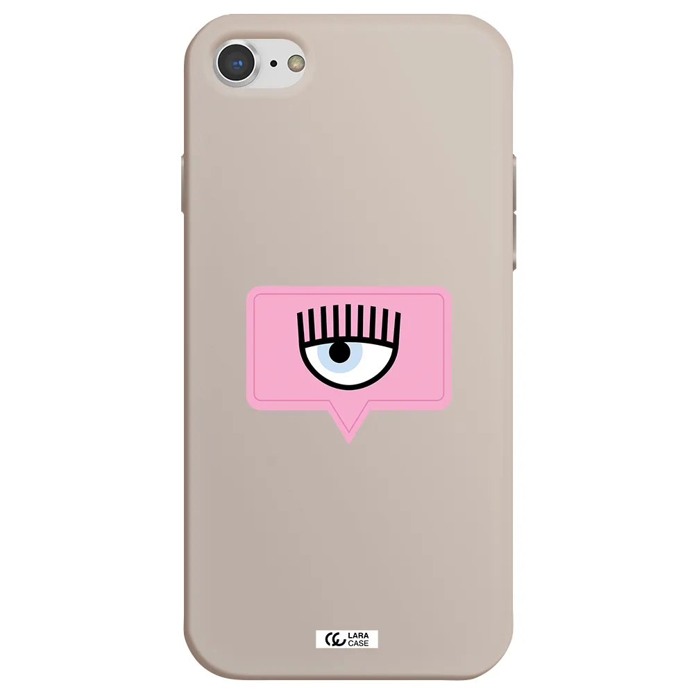 a pink chat bubble with eye and eyelashes Apple iPhone 8 Silicone Stone Case
