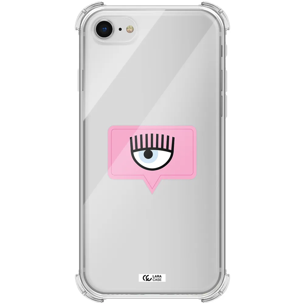 a pink chat bubble with eye and eyelashes Apple iPhone se 2020 Clear PC Case