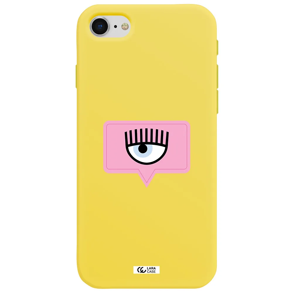 a pink chat bubble with eye and eyelashes Apple iPhone se 2020 Silicone canary yellow Case