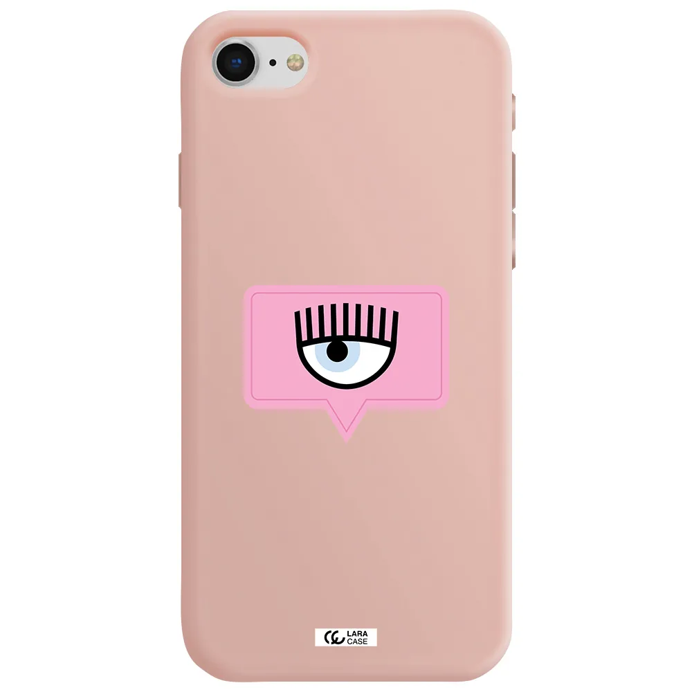 a pink chat bubble with eye and eyelashes Apple iPhone se 2020 Silicone pastel pink Case