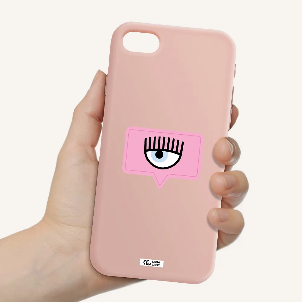 a pink chat bubble with eye and eyelashes Apple iPhone se 2020 Silicone pastel pink Case
