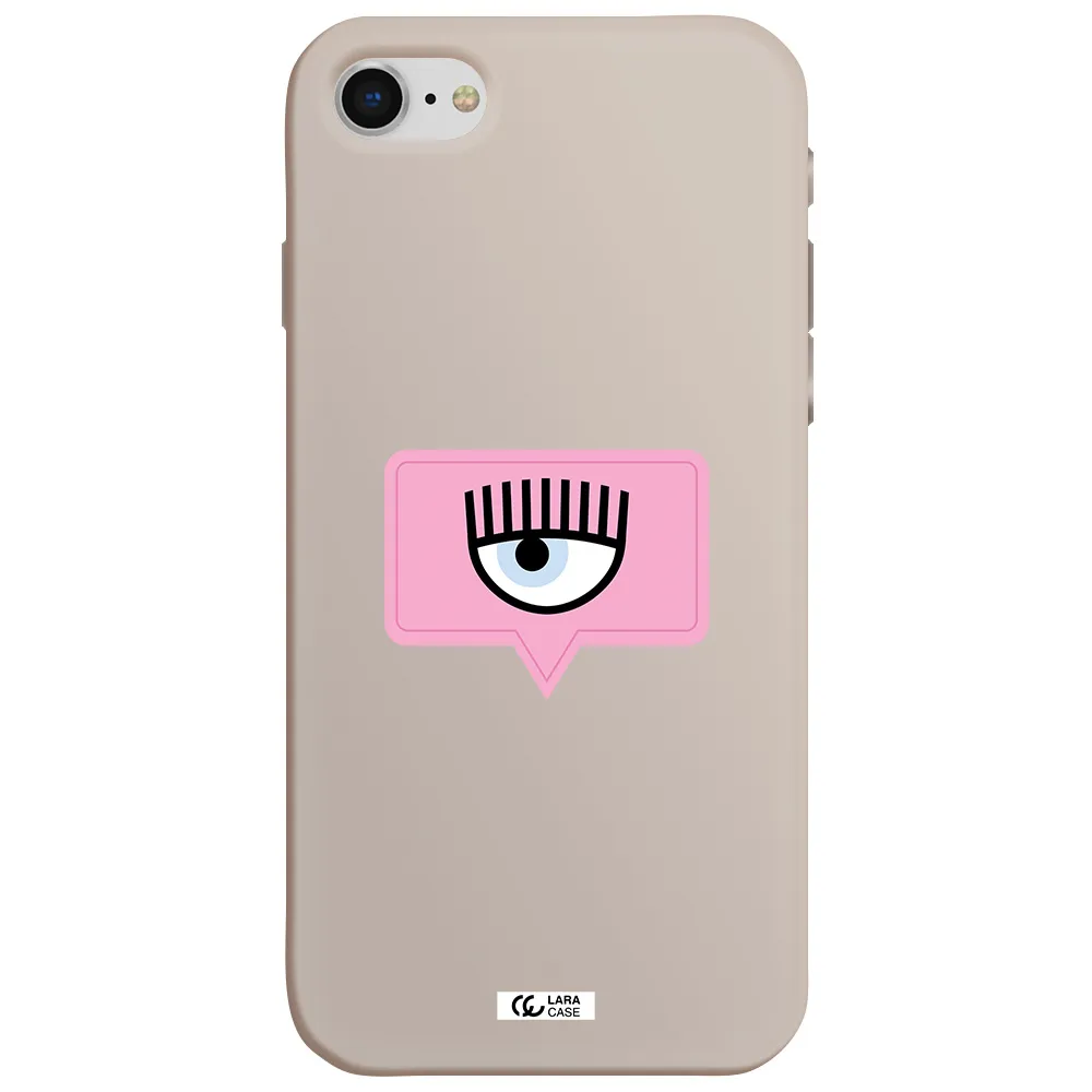 a pink chat bubble with eye and eyelashes Apple iPhone se 2020 Silicone Stone Case