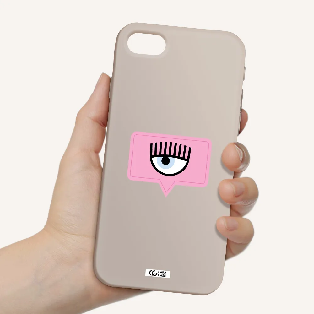 a pink chat bubble with eye and eyelashes Apple iPhone se 2020 Silicone Stone Case