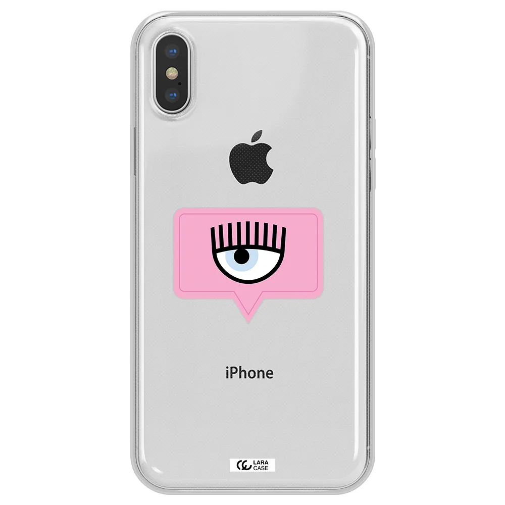 A Pink Chat Bubble With Eye And Eyelashes Apple Iphone X Clear Tpu Case