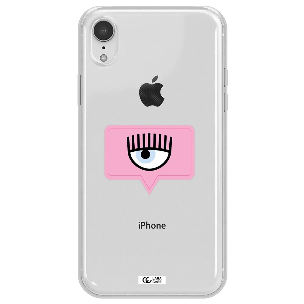 A Pink Chat Bubble With Eye And Eyelashes Apple Iphone Xr Clear Tpu Case