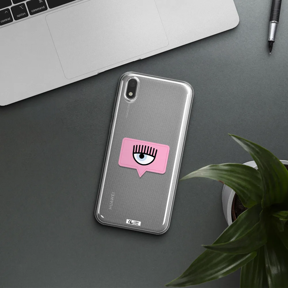 A Pink Chat Bubble With Eye And Eyelashes Huawei Honor 8S Clear Tpu Case