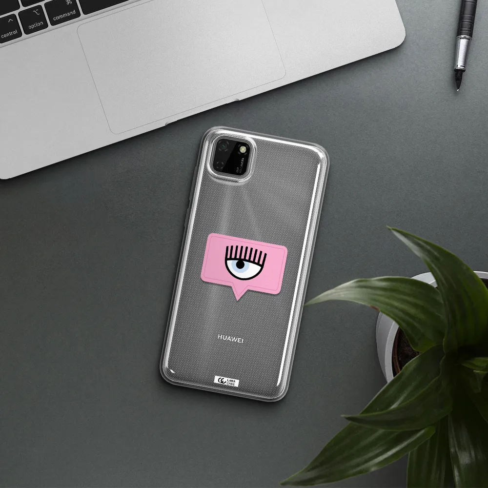 A Pink Chat Bubble With Eye And Eyelashes Huawei Honor 9S Clear Tpu Case