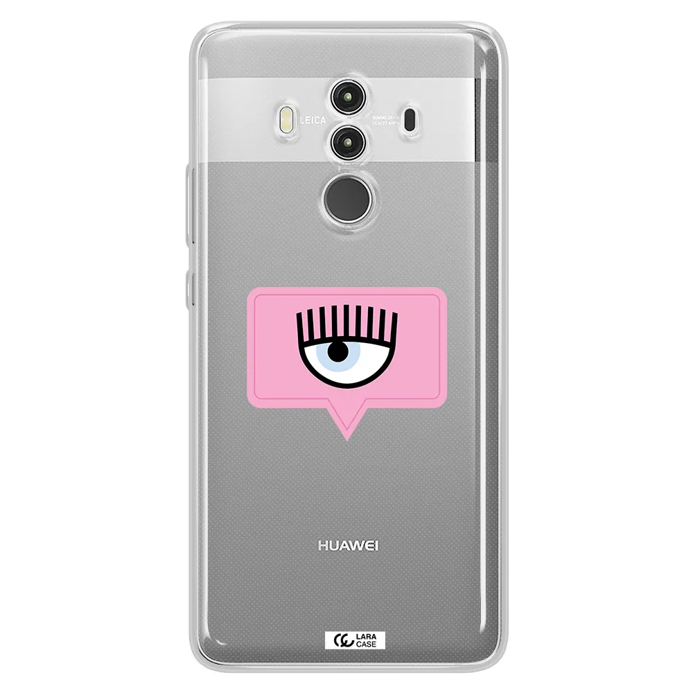A Pink Chat Bubble With Eye And Eyelashes Huawei Mate 10 Clear Tpu Case