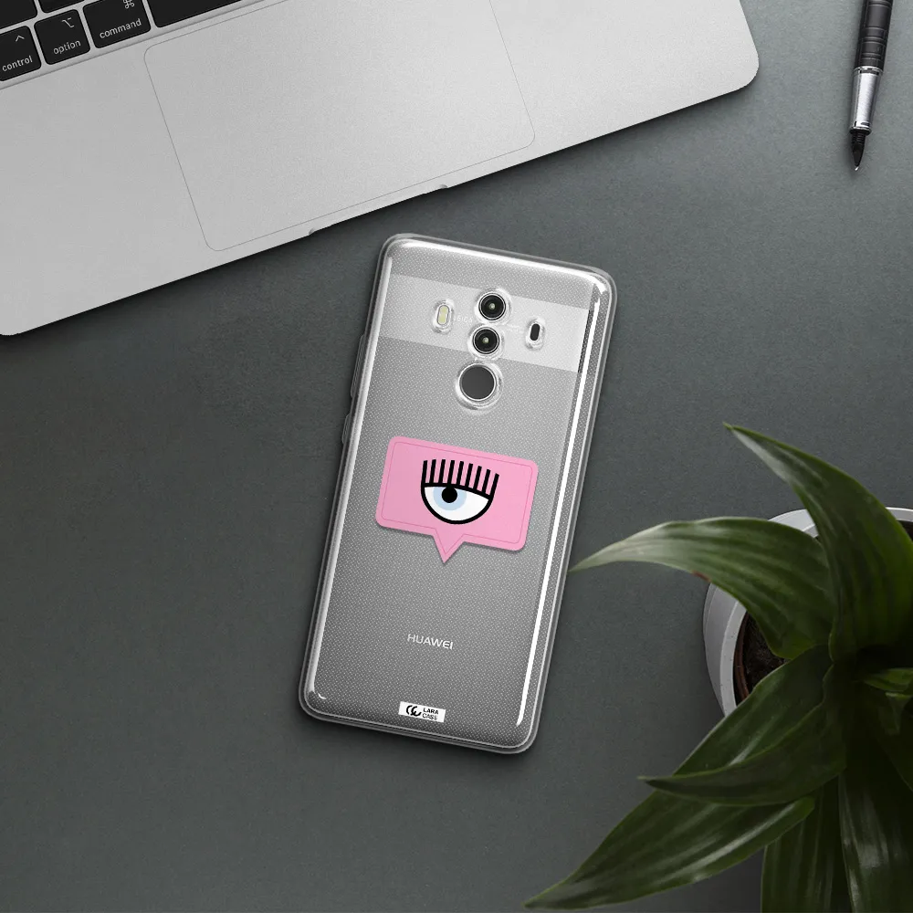 A Pink Chat Bubble With Eye And Eyelashes Huawei Mate 10 Clear Tpu Case