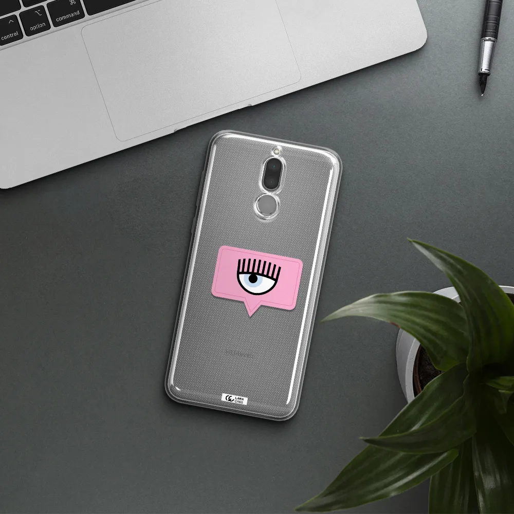 A Pink Chat Bubble With Eye And Eyelashes Huawei Mate 10 Lite Clear Tpu Case