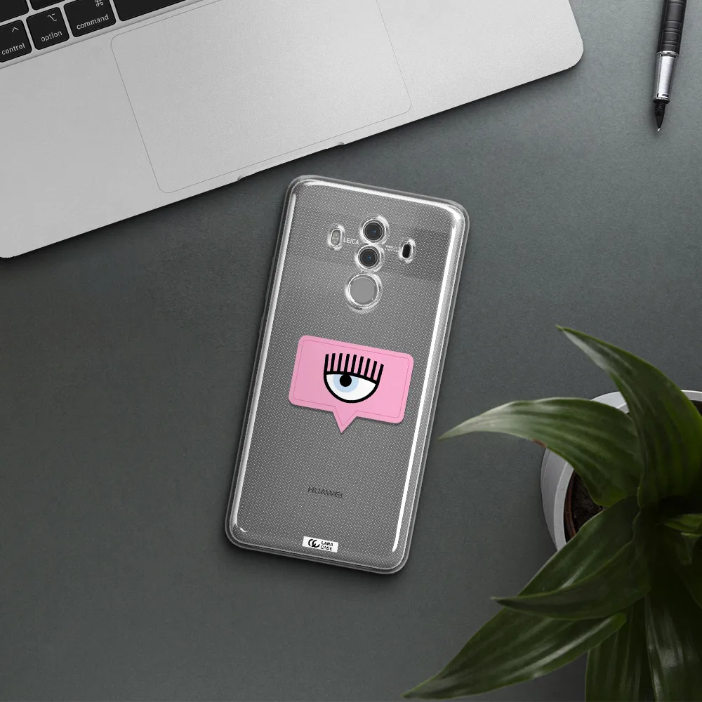 A Pink Chat Bubble With Eye And Eyelashes Huawei Mate 10 Pro Clear Tpu Case