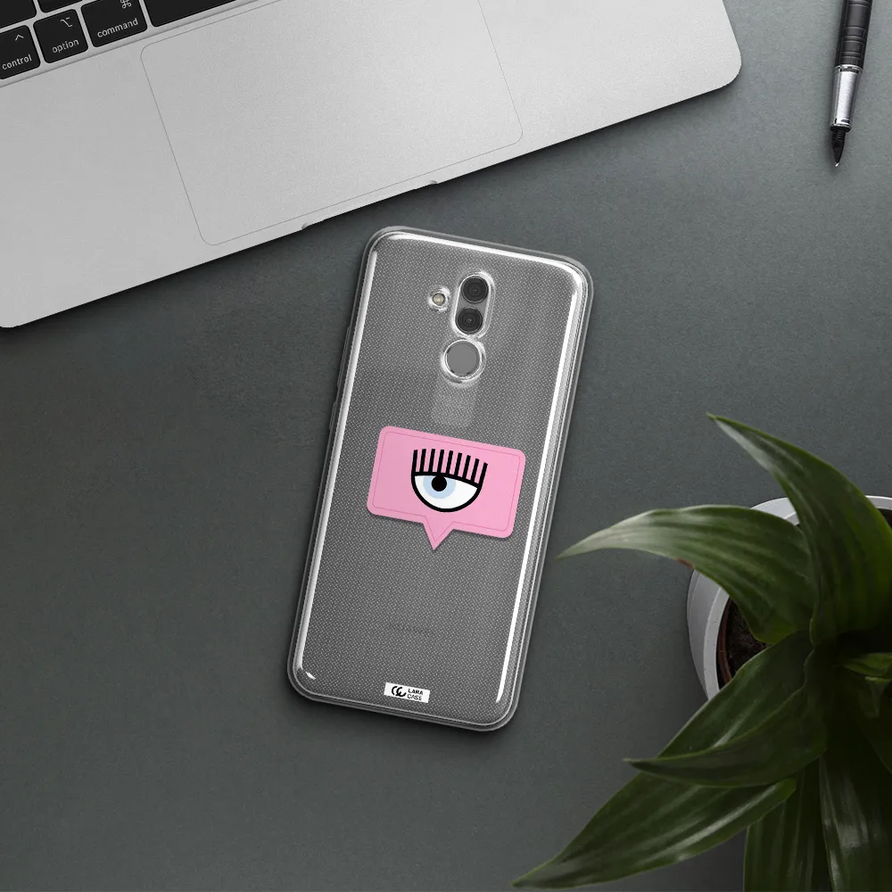 A Pink Chat Bubble With Eye And Eyelashes Huawei Mate 20 Lite Clear Tpu Case