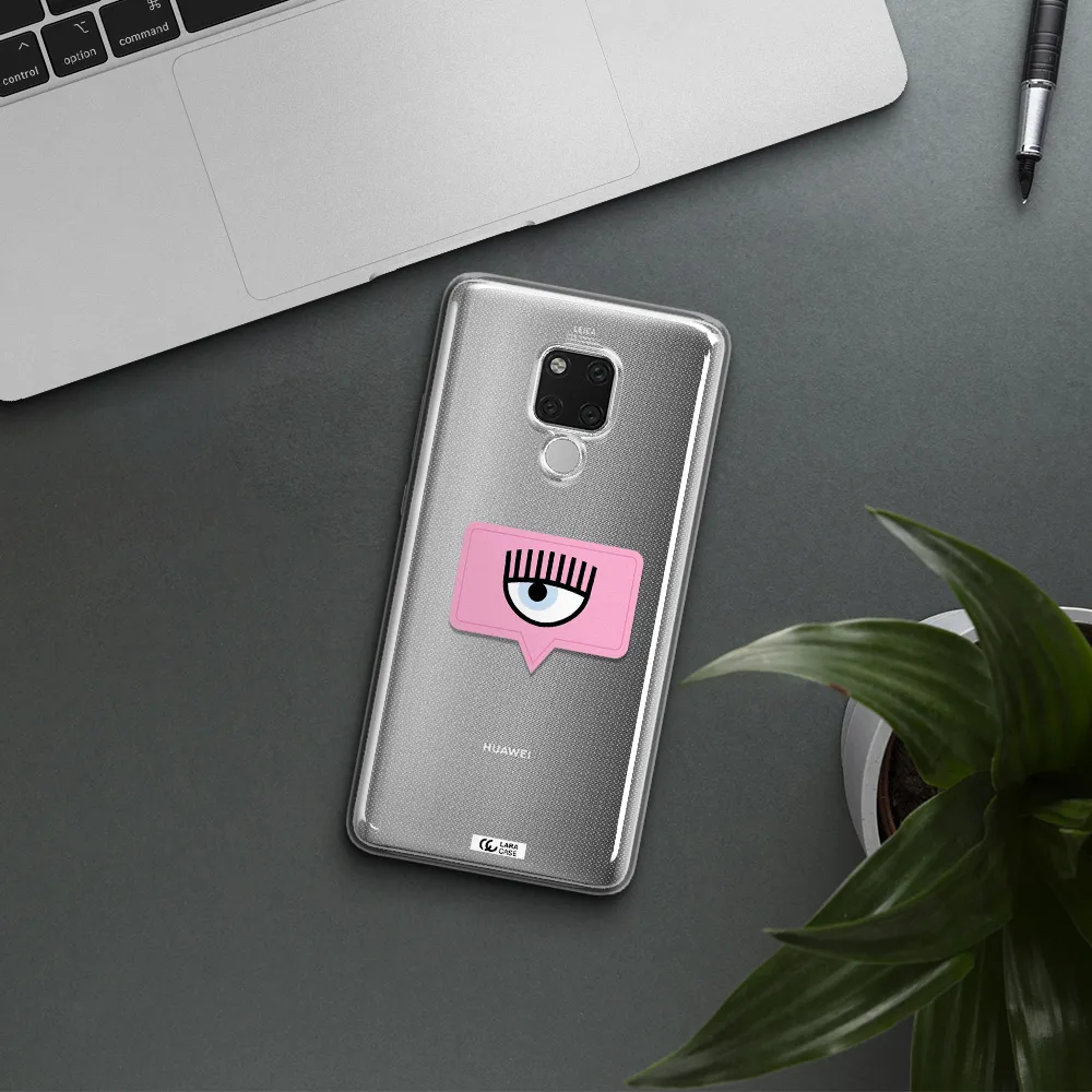 A Pink Chat Bubble With Eye And Eyelashes Huawei Mate 20X Clear Tpu Case