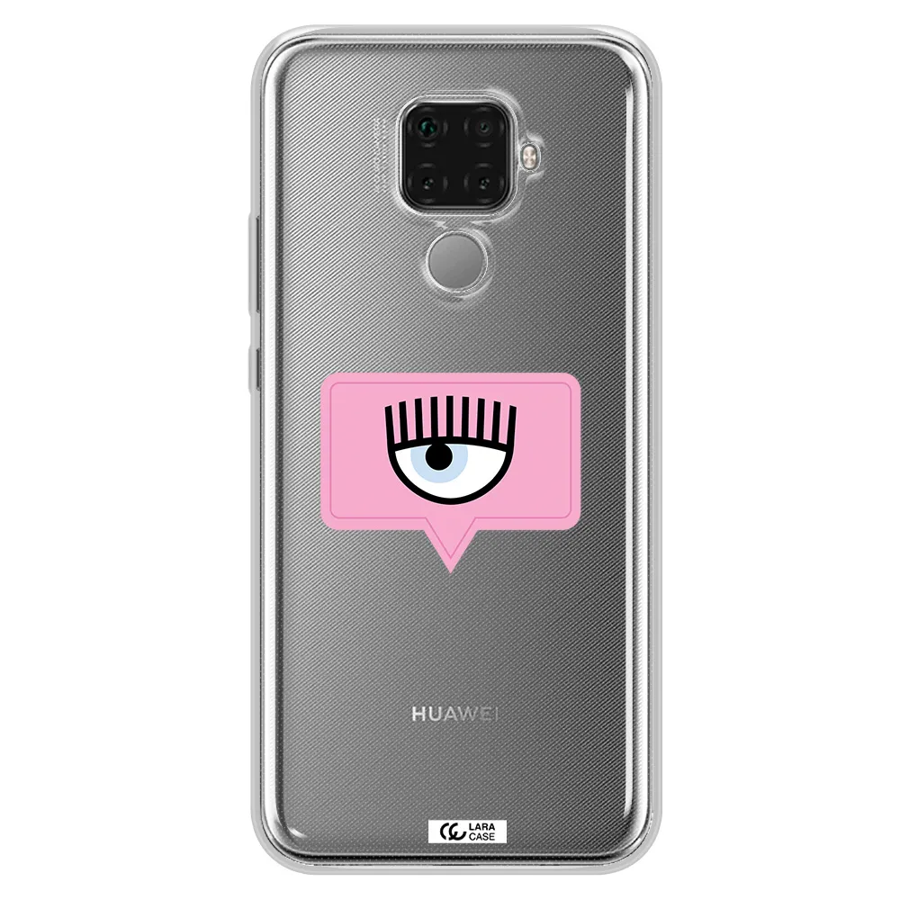 A Pink Chat Bubble With Eye And Eyelashes Huawei Mate 30 Lite Clear Tpu Case