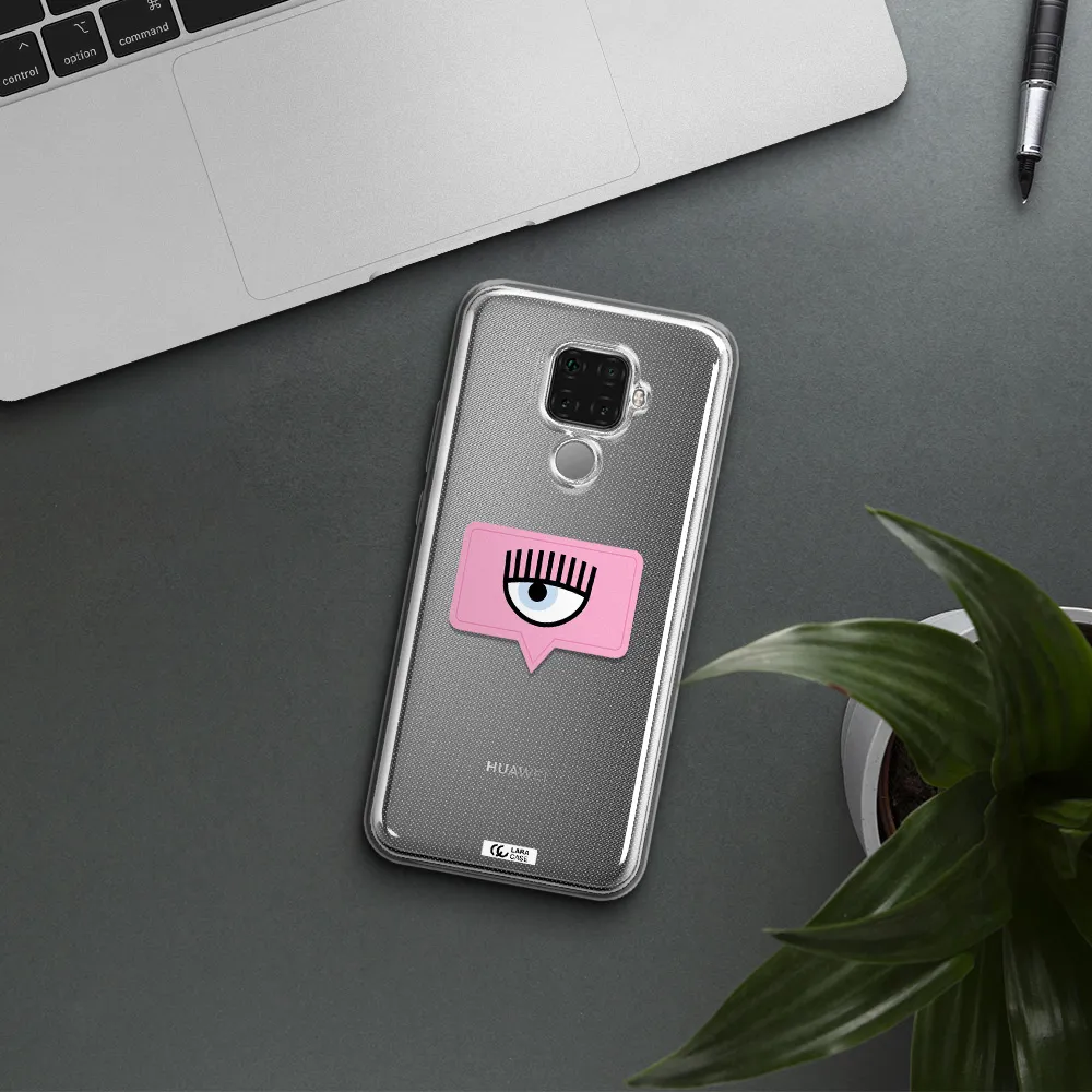 A Pink Chat Bubble With Eye And Eyelashes Huawei Mate 30 Lite Clear Tpu Case