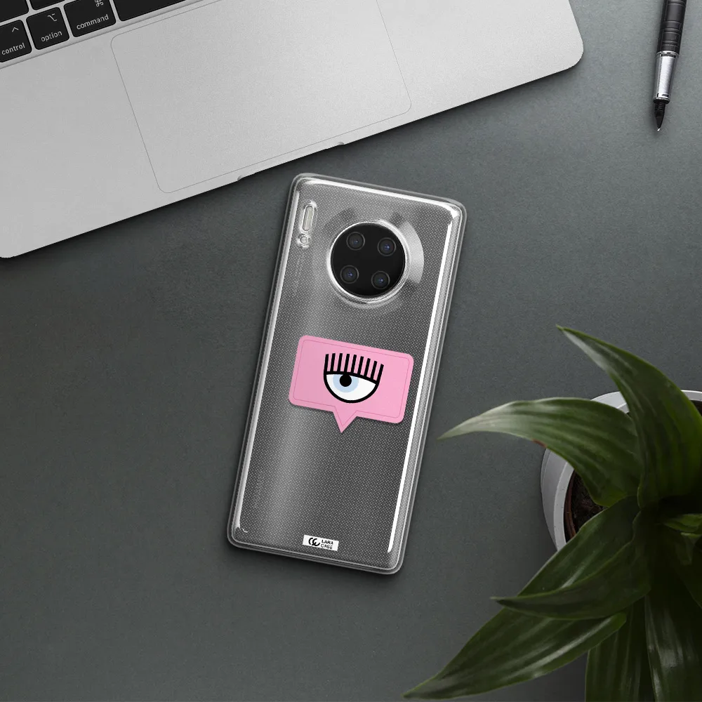 A Pink Chat Bubble With Eye And Eyelashes Huawei Mate 30 Pro Clear Tpu Case