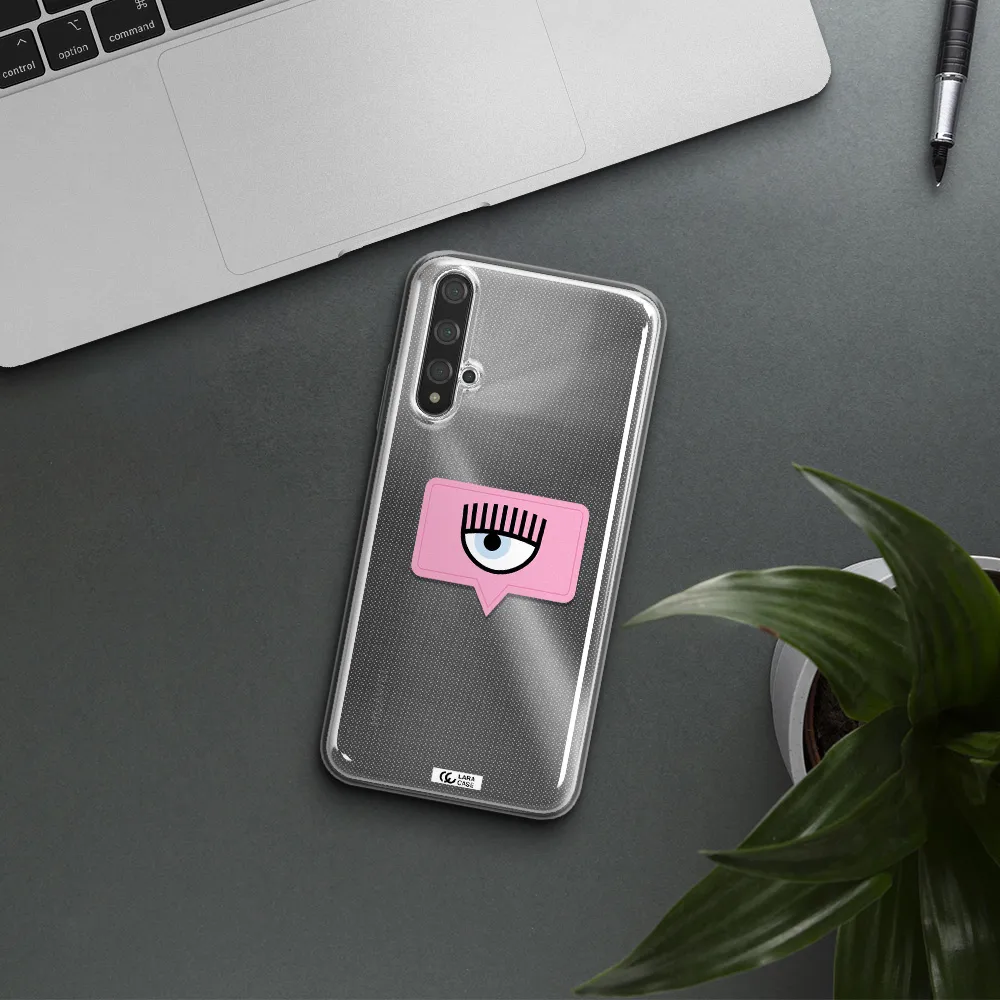 A Pink Chat Bubble With Eye And Eyelashes Huawei Nova 5T Clear Tpu Case