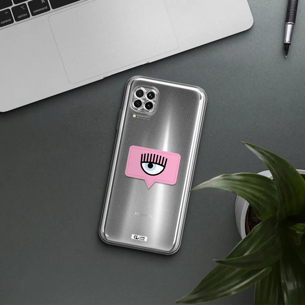 A Pink Chat Bubble With Eye And Eyelashes Huawei Nova 7I Clear Tpu Case