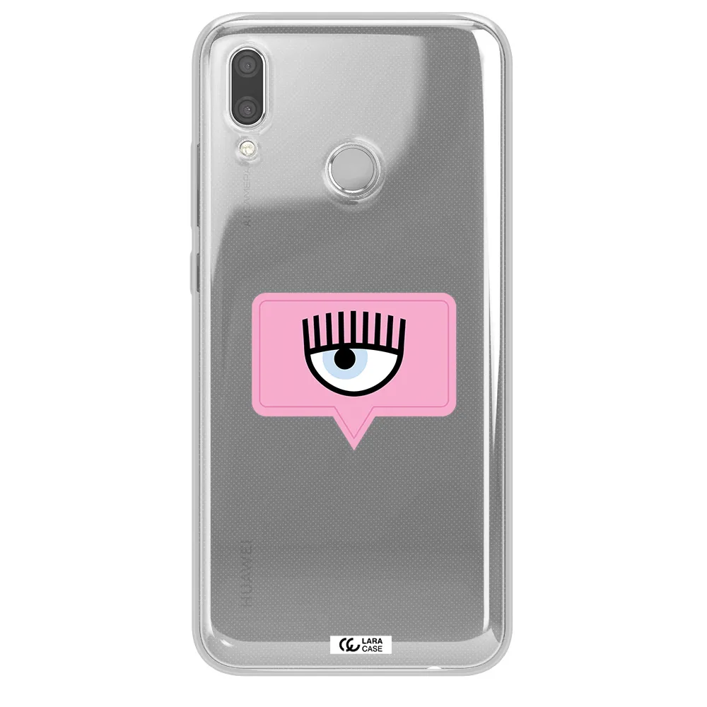 A Pink Chat Bubble With Eye And Eyelashes Huawei P Smart 2019 Clear Tpu Case