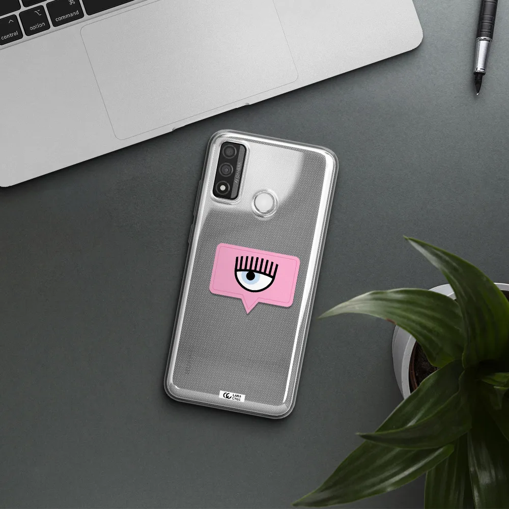 A Pink Chat Bubble With Eye And Eyelashes Huawei P Smart 2020 Clear Tpu Case