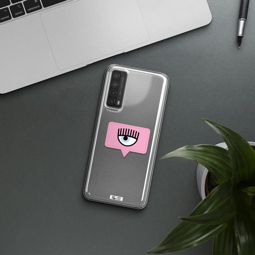 A Pink Chat Bubble With Eye And Eyelashes Huawei P Smart 2021 Clear Tpu Case