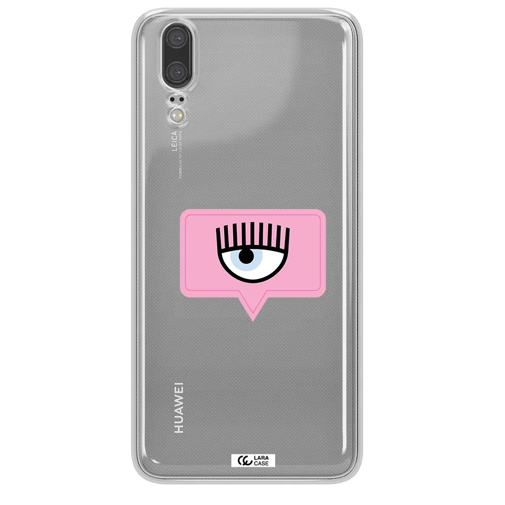 A Pink Chat Bubble With Eye And Eyelashes Huawei P20 Clear Tpu Case