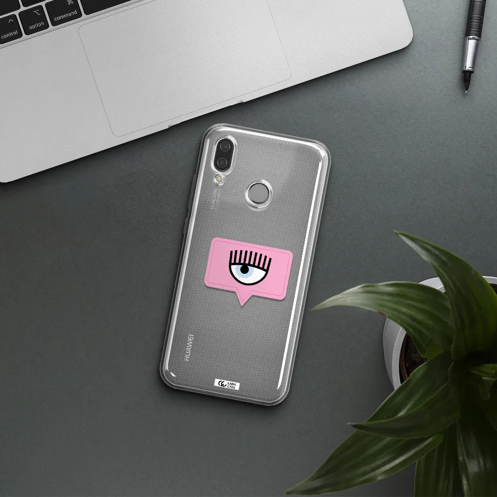 A Pink Chat Bubble With Eye And Eyelashes Huawei P20 Lite Clear Tpu Case