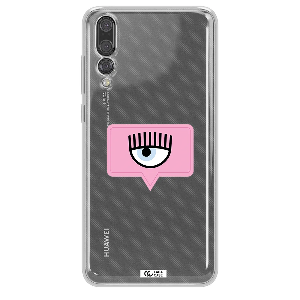 A Pink Chat Bubble With Eye And Eyelashes Huawei P20 Pro Clear Tpu Case