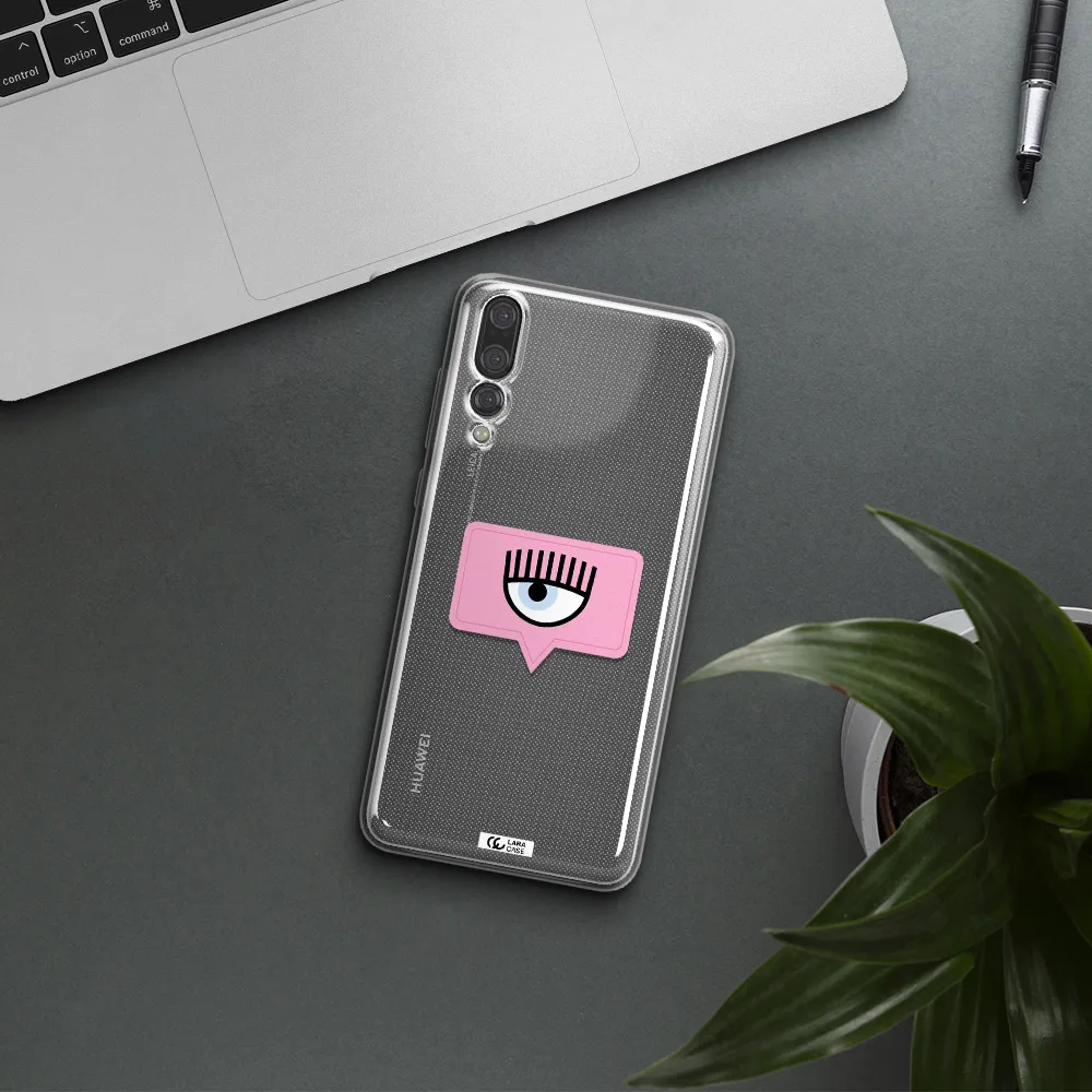 A Pink Chat Bubble With Eye And Eyelashes Huawei P20 Pro Clear Tpu Case