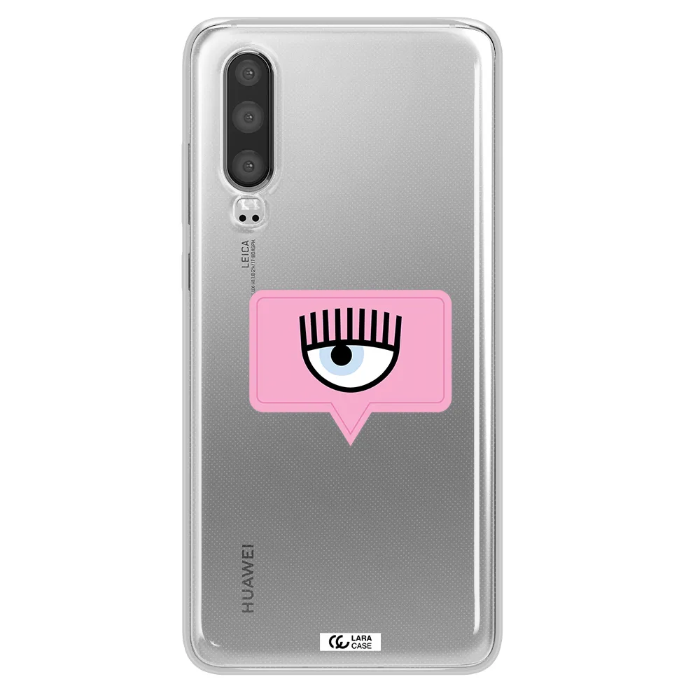 A Pink Chat Bubble With Eye And Eyelashes Huawei P30 Clear Tpu Case
