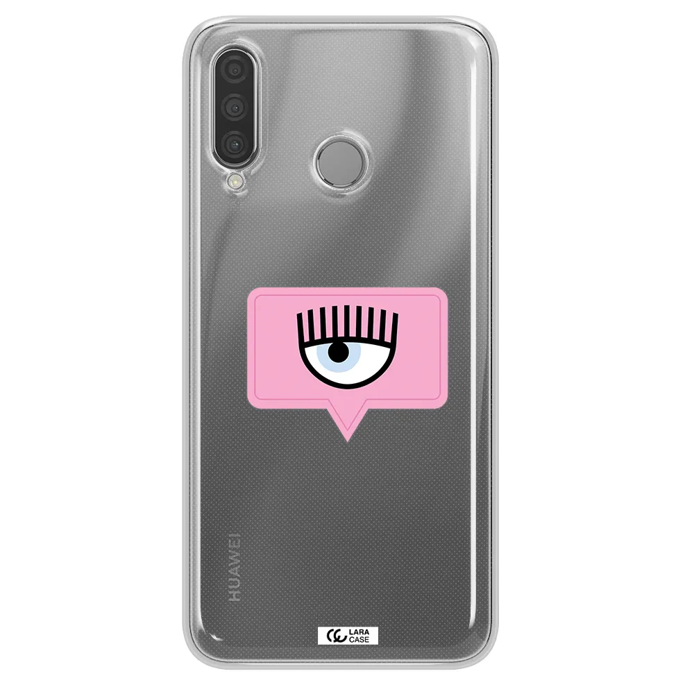 A Pink Chat Bubble With Eye And Eyelashes Huawei P30 Lite Clear Tpu Case
