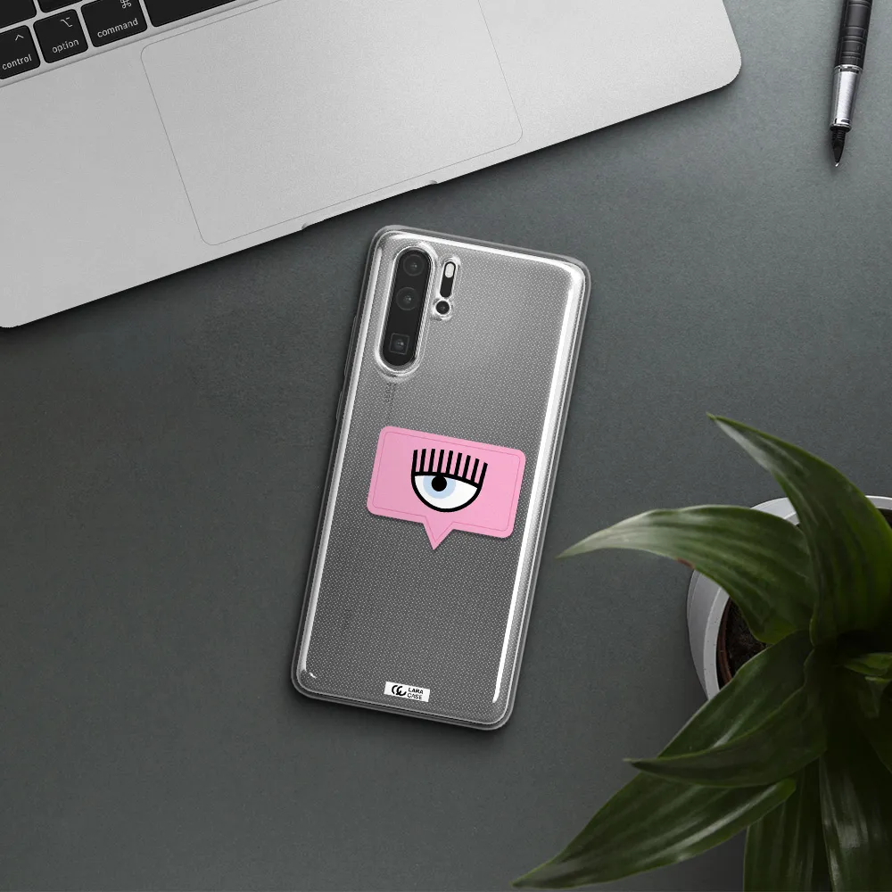 A Pink Chat Bubble With Eye And Eyelashes Huawei P30 Pro Clear Tpu Case