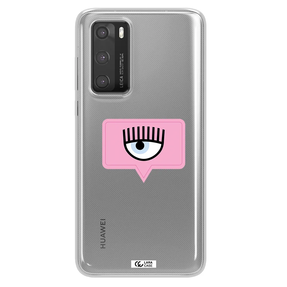 A Pink Chat Bubble With Eye And Eyelashes Huawei P40 Clear Tpu Case