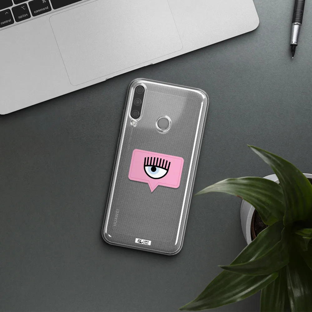 A Pink Chat Bubble With Eye And Eyelashes Huawei P40 Lite E Clear Tpu Case