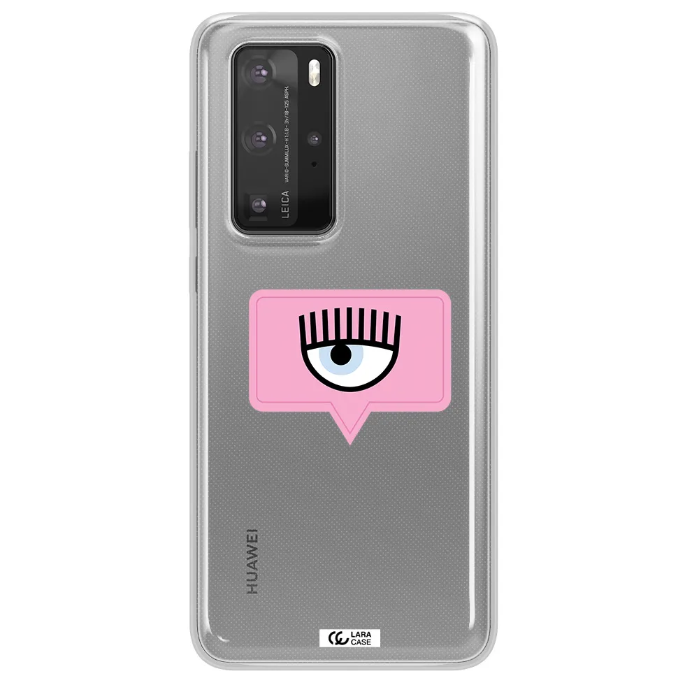 A Pink Chat Bubble With Eye And Eyelashes Huawei P40 Pro Clear Tpu Case