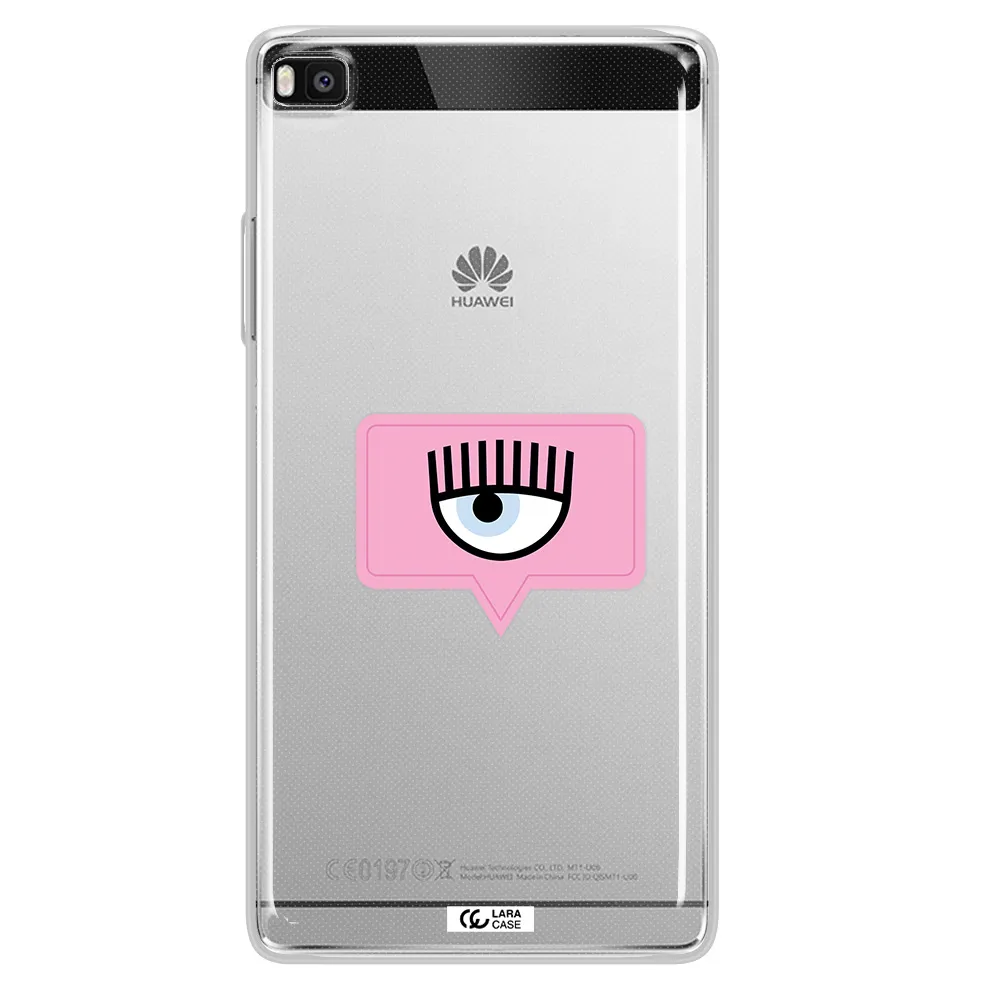 A Pink Chat Bubble With Eye And Eyelashes Huawei P8 Clear Tpu Case